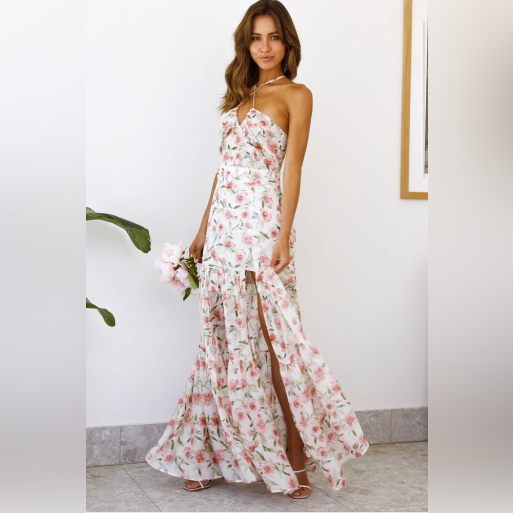 Hello Molly Blossomed Maxi dress with slit- SMALL (US 4)